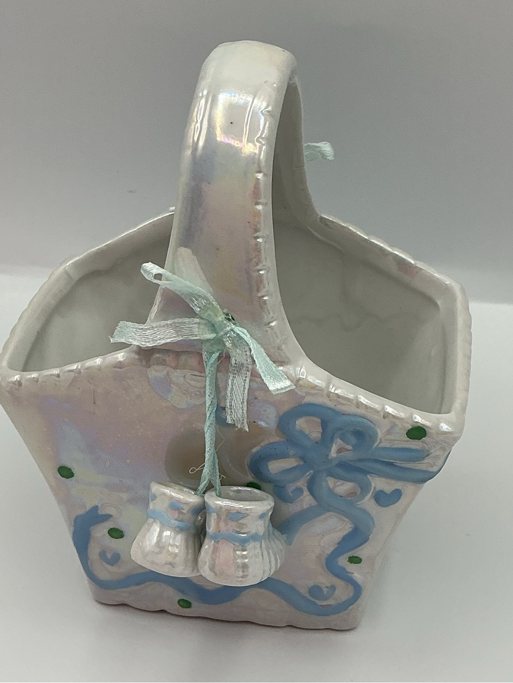 Iridescent White Ceramic Basket